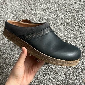 Stegmann Black Leather Graz Clogs Mules Women's Size 10 But Fits 9 Cork